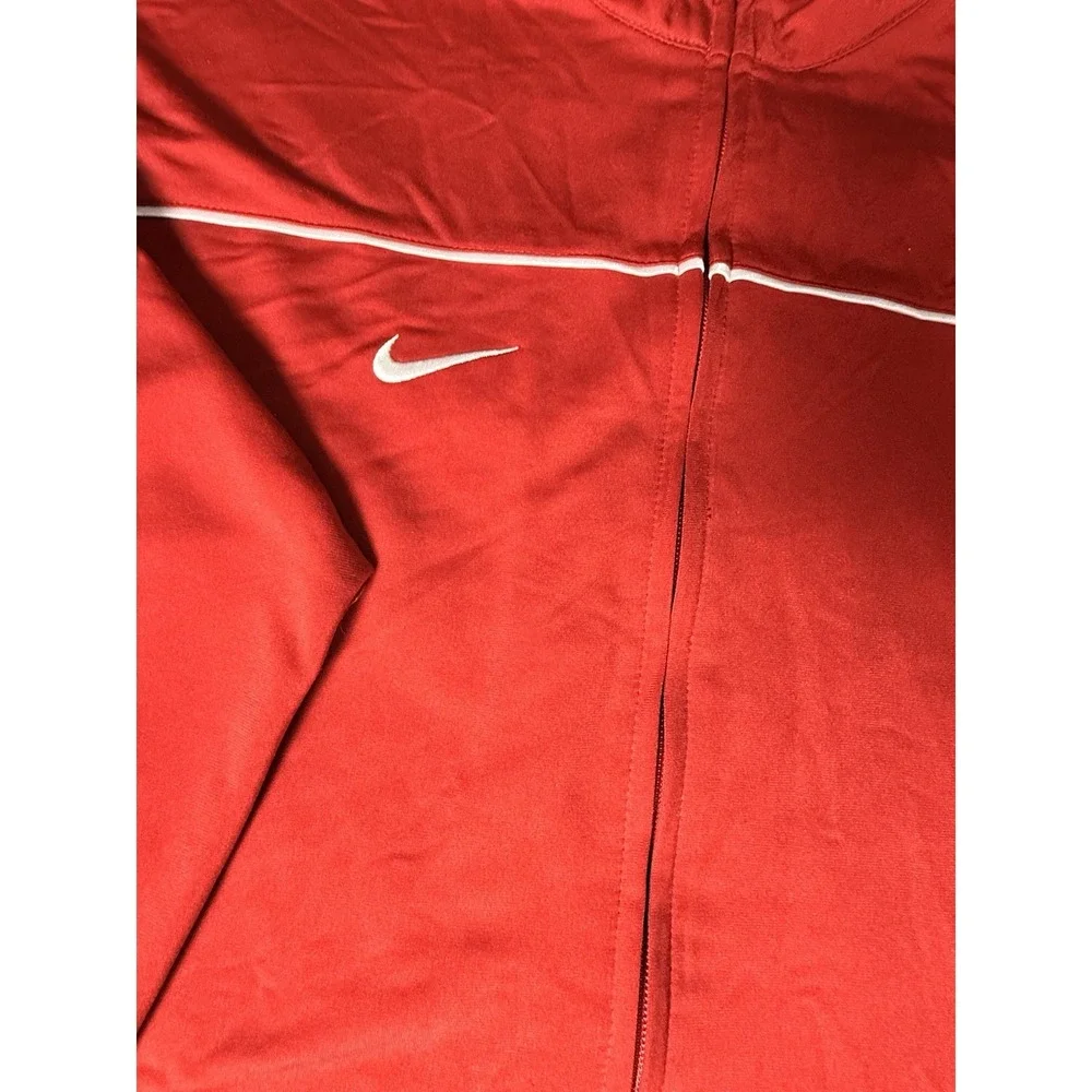 Nike Vintage Red Full Zip Track Jacket with White Piping Size Small